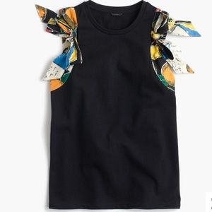 J.Crew Bow-shoulder top in postcard print